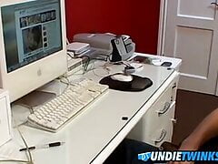 Adorable amateur Joey Steels stimulates dick over underwear