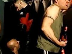 Throat fucking with pissing for studs
