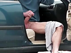 Str8 flasher comes back to wank his man rod in public