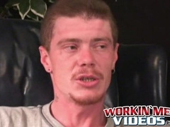 Rough stud masturbates solo and shoots cum all over himself