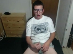 Cute nerdy boy cum to face on webcam 5