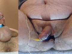 Leaking streams of precum and ejaculate over your face during intense electro-stimulation