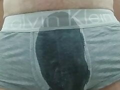 Wetting my grey CK boxers