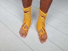 (Shibari) Feet bondage. Self tie rope boots for your foot. (bdsm)