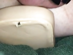 Caged sissy fuck and cum
