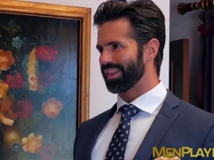 Stud gets his butt hole drilled by businessman as he moans