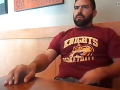 Hot handsome jerk off in coffee shop