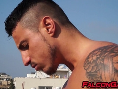 Outdoor anal fucking with tattooed handsome homosexuals