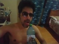 Whore licks bottle after putting it in its asshole