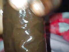 Chocolate Meat Stick - Jacking off His Big Black Dick with Oil