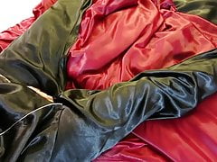 Playing in satin sheets, panties, pajamas and Adidas shorts