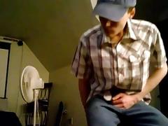 Gay babe watches a sexy film during masturbation