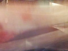 Wank in long floral silky skirt cumshot and powerful orgasm