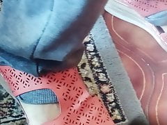 Cum on mother-in-law feet