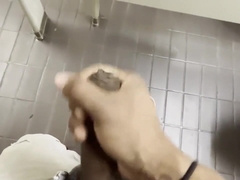 BIG BLACK COCK Parent Strokes Married Man Rod off and Ejaculates on Public Shower Floor