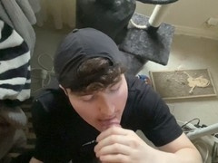 Enjoying a juicy uncut dick