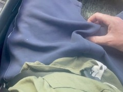 Young Japanese taxi driver watches an old white tourist play with himself in the car and lends a helping hand, ending in cum all over him and the car