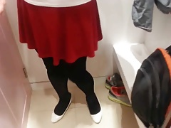 White Patent Pumps with Black Pantyhose Teaser 23