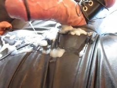 Huge hands free cum shot in catsuit (electro stimulation)