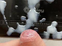 Precum and big cumshot on the stove