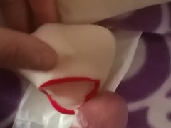 Fucking silicone mouth and cumshot on lips