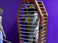 Caged boy wants his master to set him free and fuck him