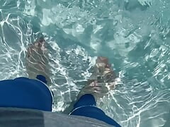 blue step sister leggings in pool