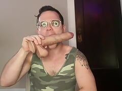 Twink Rides Huge Uncut Dildo Until He Cums