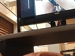 Wanking my cock while looking sexy latina dancing