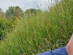 Jerking off in the nature