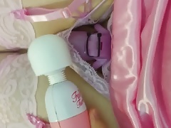 Wand on my caged clitty