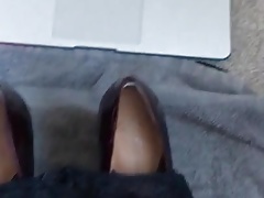 Cumming over wife's panties and heels