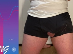 Massive arms free-for-all postate ejaculation pop-shot in undergarments