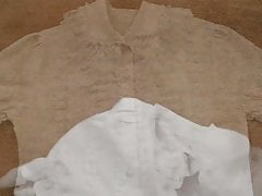 New white blouse used as a cum rag