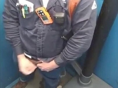 Bearded Hunk Strokes Cock Outdoors in a Porty Potty