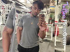 Muscle boy spread legs cock ring gym stuff