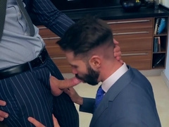 Dudes in suits end up eating and fucking ass hard