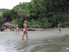 Nude football on the beach