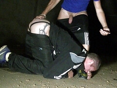 Slut fucked in sneaker outdoor with creampied anal