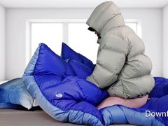 Humping Super Puffy Comforter While Wearing Super Puff Jacket