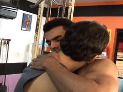 A pair of gay guys gets horny at the gym and fuck on one of the machines