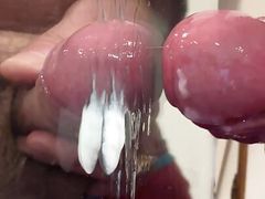 Horny daddy masturbating and cumming for you showing off his big cock and huge load
