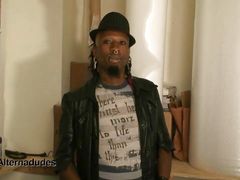 Pierced Penny Masturbates Huge Cock While On Interview