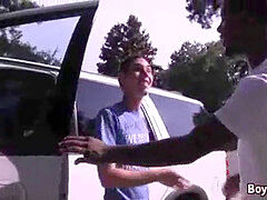 Interracial Naughty homosexual lovemaking in hard-core Video 16