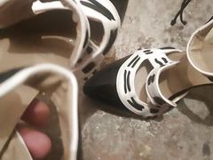 Shoefuck sexy high heels filled with cum shoejob