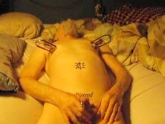 Skinny Canadian amateur shows off her piercings and indulges in some BDSM
