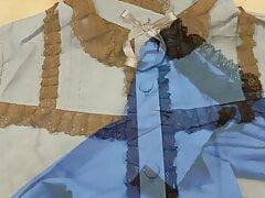 Gorgeous Blue Victorian Blouse Gets Bukkake 01