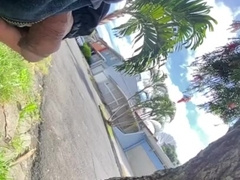 Public urinating in slow movement