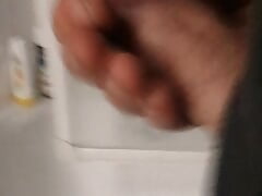 I jerk in my buddys bathroom, with him and his girlfriend right outside the door. She fucks with me and him