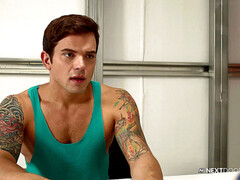 Desk-fuck, sloppy-blowjob, no condom